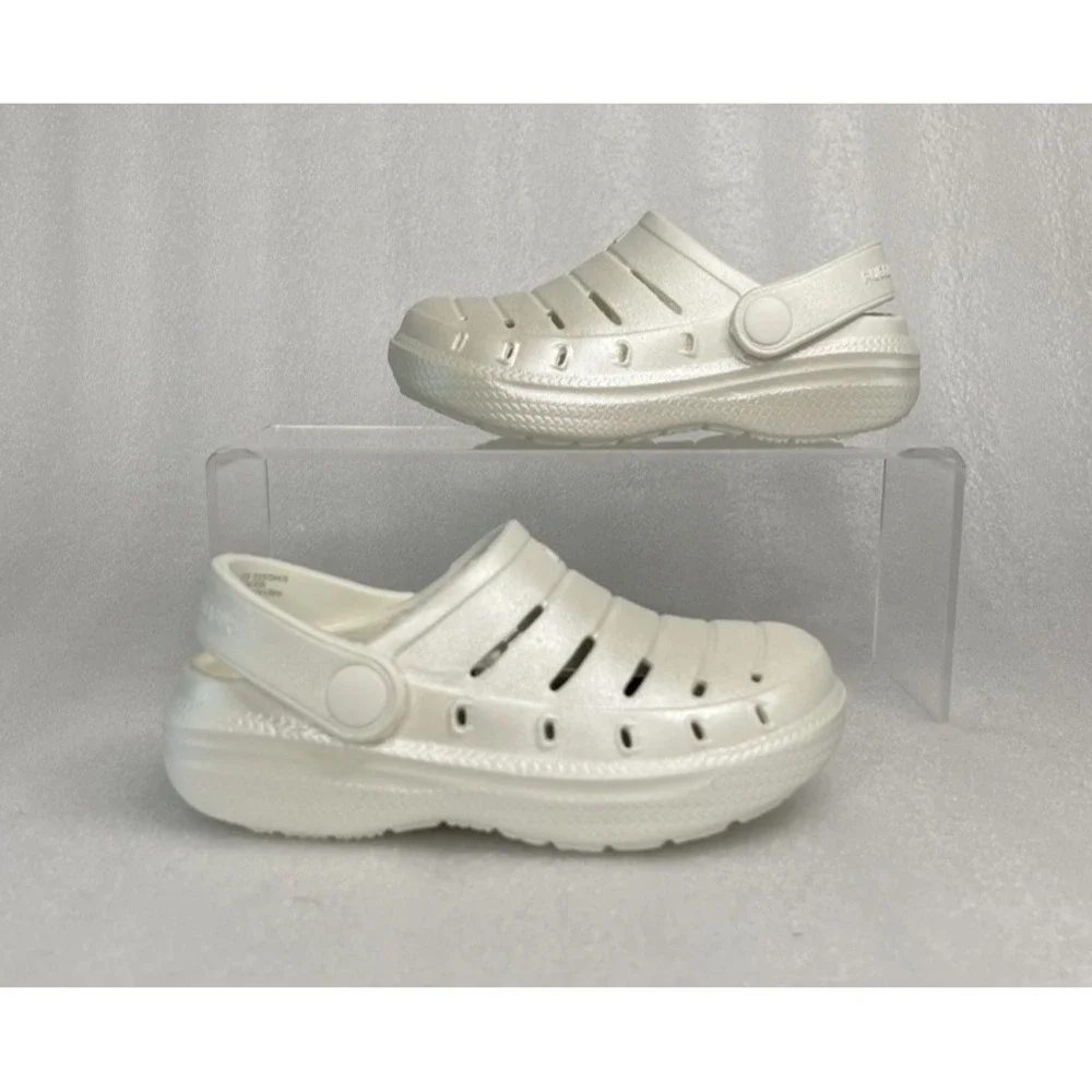Rugged Shark Eva White Pearl Clogs Slip on Sandals Toddler Girls Size 8 NEW